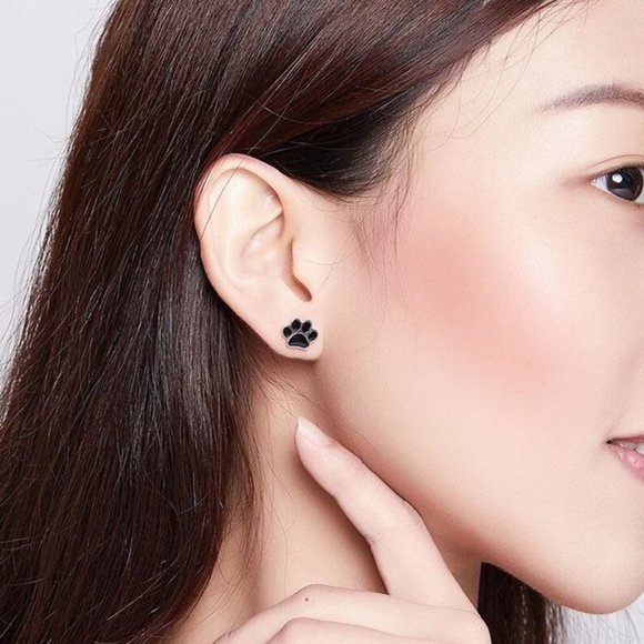 Women’s Stud Animal Paw Earrings 925 Silver - Picture 2 of 8